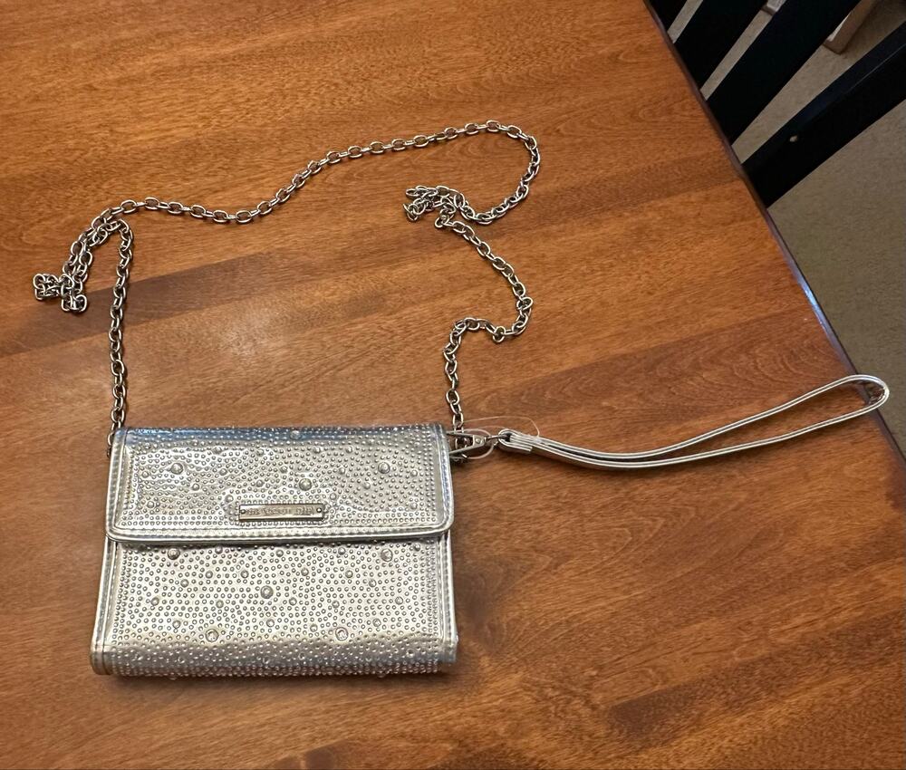 Madden Girl Silver Rhinestone Mini Clutch Purse